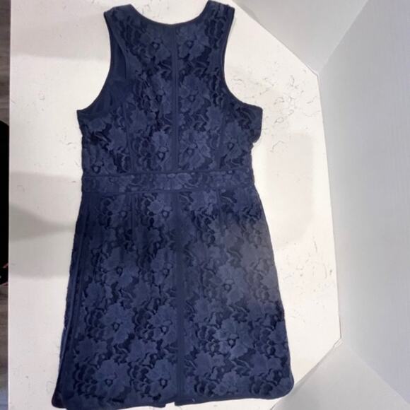 Donna Morgan Stunning Silk Lace Zip Navy Mini Shift Dress Sz 6 - Picture 15 of 15